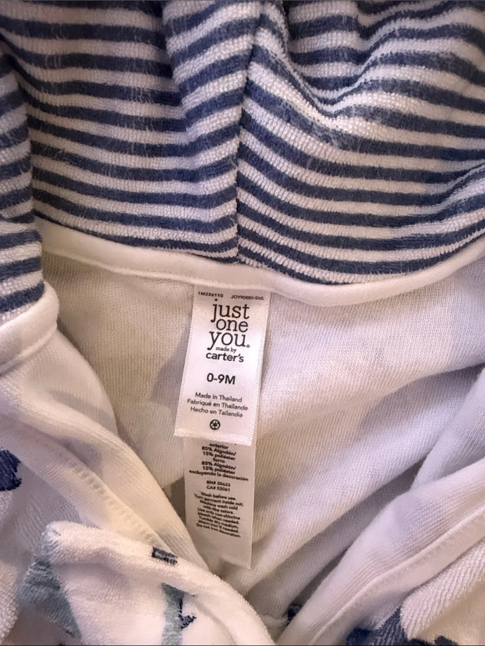 Carter's Striped Hooded Baby Robe in Blue and White